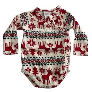 Hanna Andersson Red and Cream Reindeer onsie